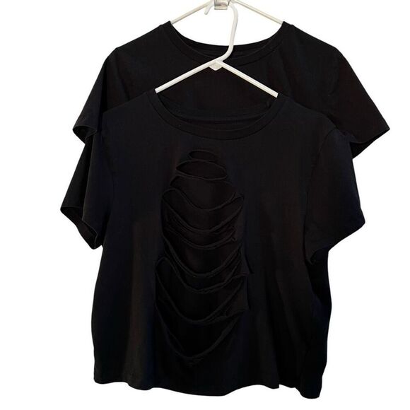 Lot of 2 Universal Thread Womens Size XL Pullover Cropped Tops Black Destroyed - Picture 1 of 10